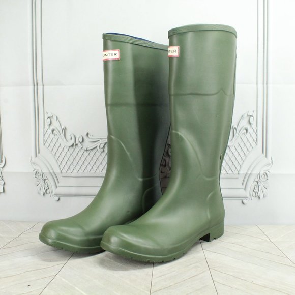 Hunter Shoes - Hunter Green Matte Back Zipper Rubber Original Tall Rain Boots Size 10